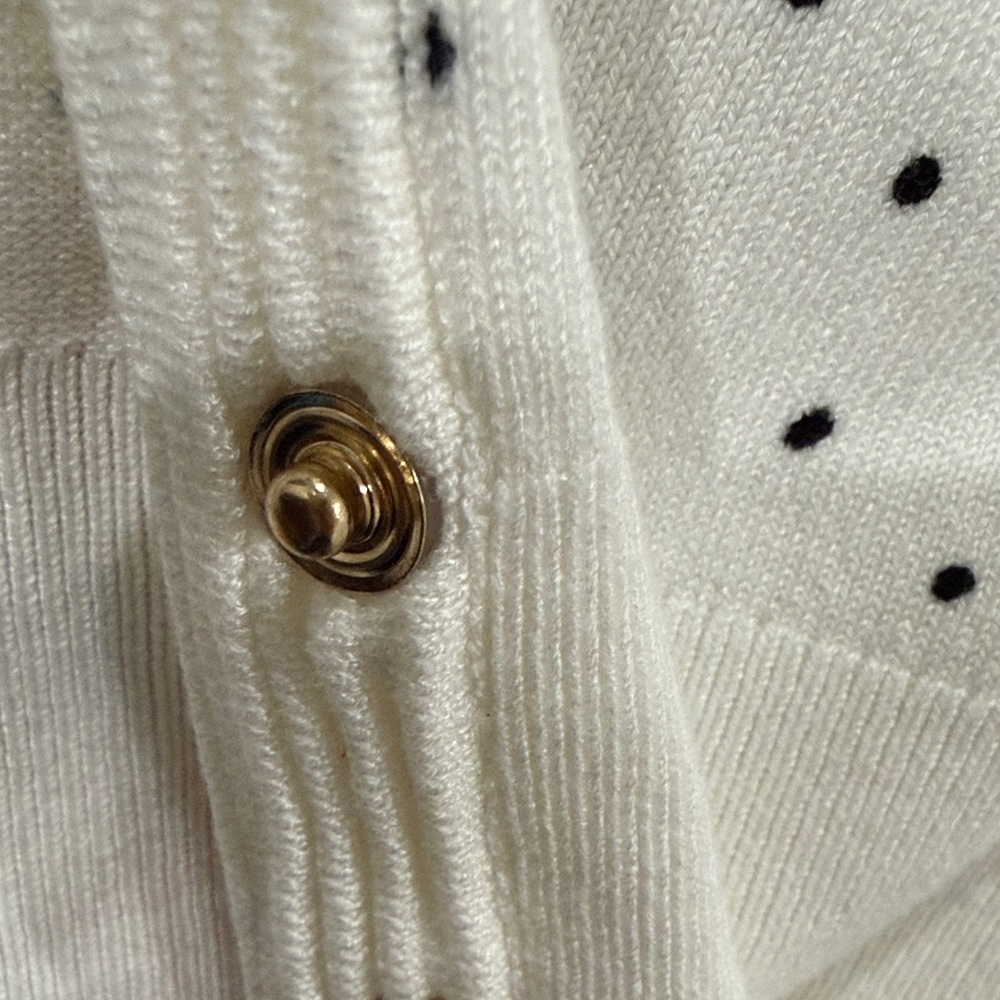 White House Black Market Ivory Cardigan with Black Dots Size large - Picture 8 of 8
